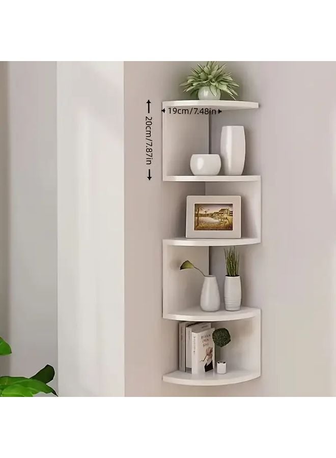 Black Thickened Five Tier Corner Floating Shelf No Drill Triangle Design - Image 1